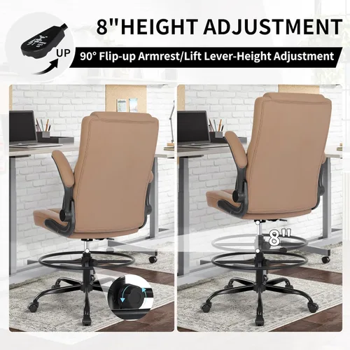 Miniatura 6 de Misolant Silla de dibujo, silla de oficina alta para escritorio de pie, silla de pie con altura ajustable y reposabrazos abatibles, silla de dibujo