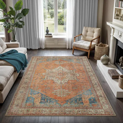 Miniatura 74 de GLN Rugs Traditional Collection - Alfombra de felpilla lavable a máquina, tradicional, antideslizante, alfombra de felpilla de pelo bajo, para sala