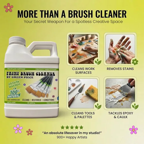 Miniatura 7 de Green Piece® Limpiador de pinceles para limpieza de pintura (fabricado en Estados Unidos), funciona en pintura húmeda o seca, acrílico, látex