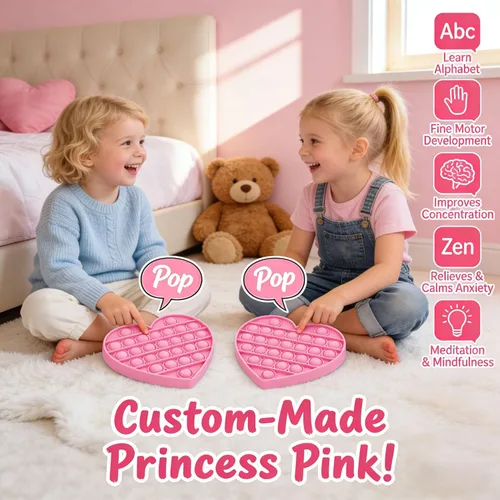 Miniatura 3 de Juguetes sensoriales antiestrés para niñas y niños pequeños, con forma de corazón rosa, alfabeto en relieve, juguete sensorial calmante