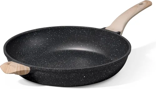 Miniatura 11 de CAROTE Sartén de cerámica de 8 pulgadas, sartén antiadherente para chef, saludable y libre de PFOA/PFAS, compatible con inducción, gris pardo Topo