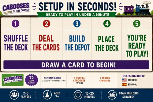 Miniatura 5 de Juego de cartas con temática de entrena para niños y familias fácil, divertido y educativo - 2-5 jugadores, mayores de 7 años - Estrategia
