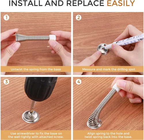 Miniatura 7 de Sadnyy 60 topes de puerta de resorte con puntas de goma a prueba de óxido, 3 pulgadas, flexible y resistente, tope de puerta de pared de resorte
