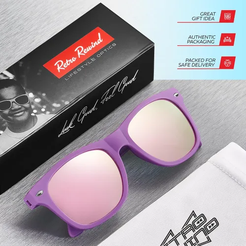 Miniatura 4 de Gafas de sol Retro Rewind para niño, niña, de 3-12 años, gafas de sol para niño resistentes a las roturas, con protección UV400, morado, talla única