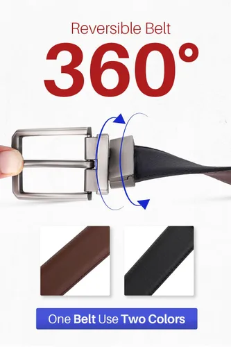 Miniatura 2 de Mens Casual Leather Belts - Reversible Belts For Men - Dual Side Adjustable buckle Dress Pants Mens Belts