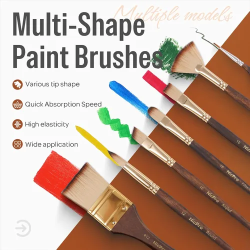 Miniatura 3 de Nicpro Juego de 36 pinceles de pintura, pinceles profesionales con espátula y rollo de tela, adecuado para pintura acrílica, óleo, acuarela