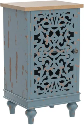 Miniatura 4 de Sophia & William - Armario pequeño de acento con puerta única, mesa auxiliar lateral de 31.5" de altura, mesita de noche desgastada con puerta Azul