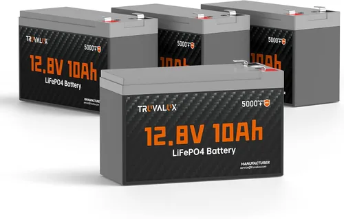 Miniatura 9 de Paquete de 2 baterías LiFePO4 de litio de 12 V 10 Ah, BMS integrado de 10 A, diseño ligero, hasta 5000 ciclos profundos, 10 años de vida útil
