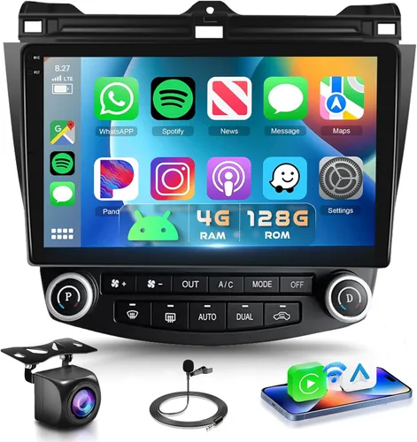 Miniatura 8 de Estéreo de coche Android 15 para Honda Accord 2003-2007 Radio inalámbrica Carplay Android Auto 10.1 pulgadas 1080P HD IPS pantalla táctil DSP EQ