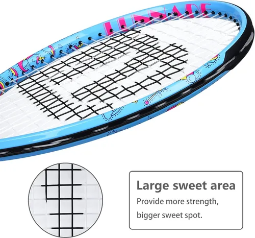 Miniatura 4 de Raqueta de tenis para niños y jóvenes, raqueta de tenis juvenil de 19/21/23/25 pulgadas con cubierta, adecuada para principiantes niños y niñas de 3