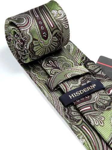 Miniatura 193 de HISDERN Corbatas para hombre, corbata de cachemira y bolsillo cuadrado tejido clásico floral para hombre, corbata de fiesta de boda