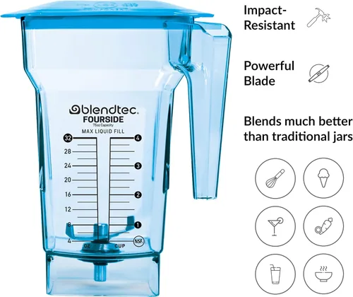 Miniatura 5 de Blendtec Tarro comercial FourSide de 75 onzas, tarro de repuesto de cuatro lados, compatible con la mayoría de las licuadoras Blendtec - Capacidad