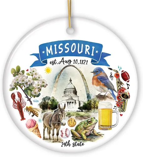 Miniatura 43 de Recuerdos coleccionables de cerámica de EE. UU. - Adornos navideños artísticos con temas y monumentos estatales de Tennessee