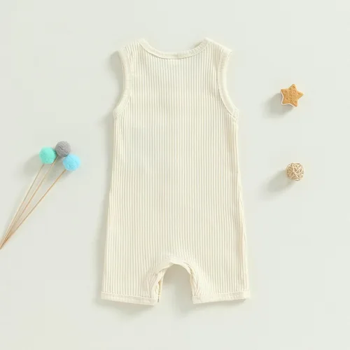 Miniatura 79 de Mameluco unisex de manga corta para bebé recién nacido, con botones, de una pieza, ropa de color sólido