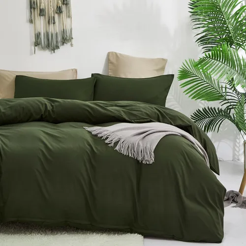 Miniatura 308 de CLOTHKNOW - Juego de edredón verde militar tamaño completo de 3 piezas, juego de ropa de cama verde oscuro, edredón suave con 2 fundas de almohada