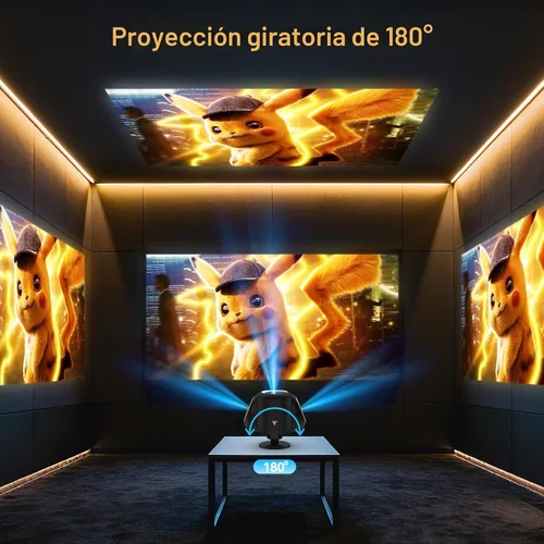 Miniatura 5 de Mini Proyector con WiFi y Bluetooth, Proyector Portátil Nativo 1080P Compatible con 4K con Soporte Ajustable de 180°, Pantalla Máxima de 180