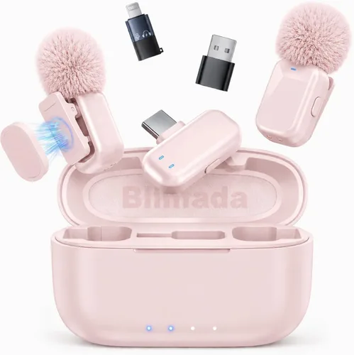Miniatura 11 de Mini micrófono inalámbrico Lavalier para iPhone y cámara Android, micrófonos inalámbricos de doble canal con cancelación de ruido AI, rango de 328