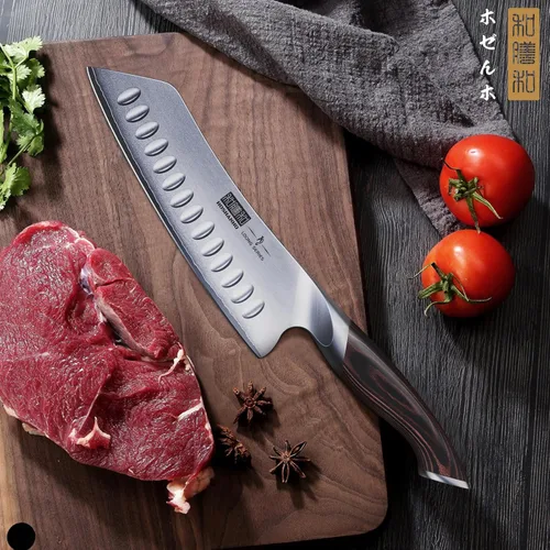 Miniatura 5 de HOSHANHO - Cuchillo de chef japonés de 7 pulgadas, cuchillo de cocina ultraafilado de acero inoxidable de alto carbono, cuchillos Santoku