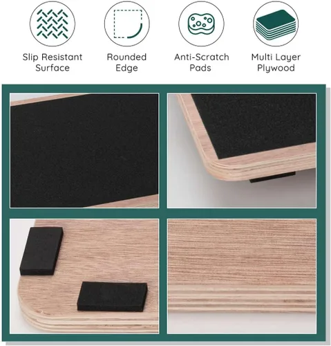 Miniatura 4 de Wooden Wobble Board for Adults - Anti-Slip Balance Board for Stand-Desk Core Strength Therapy