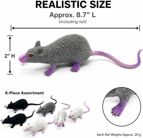 Miniatura 3 de 6 piezas de Halloween falsas ratas simulación PVC ratón novedad decoración Halloween