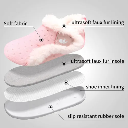 Miniatura 4 de FEETCITY - Zapatos para bebés, niños y niñas, pantuflas cálidas de vellón, botines para primeros pasos, calcetines cálidos para recién nacidos