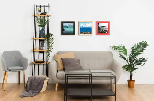 Miniatura 9 de Portarretratos tamaño póster de madera rústica Madera sólida natural ecológica ara montaje en pared con acabado rústico Gris antracita