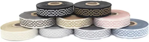 Miniatura 7 de Carrete de 10.9 yardas 0.79 pulgadas de ancho azul celta Claddagh bordado Jacquard Ribbon 20272