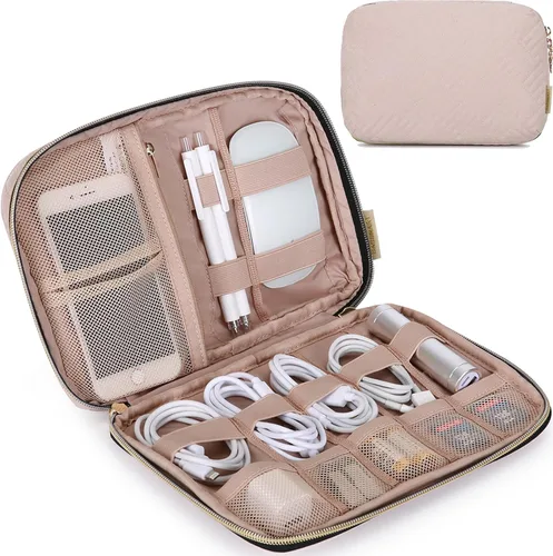 BAGSMART Estuche organizador de electrónica grande de viaje, artículos esenciales de viaje, organizador de cables, bolsa organizadora de cables de