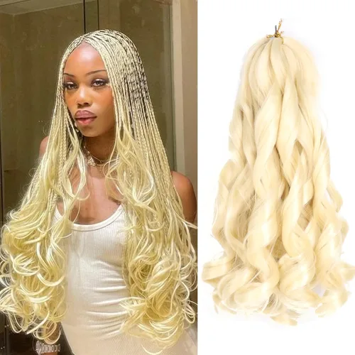 Miniatura 38 de Cabello rizado francés para trenzar de 12 pulgadas, 8 paquetes de cabello rizado preestirado para trenzas de caja, rizos franceses, trenzas