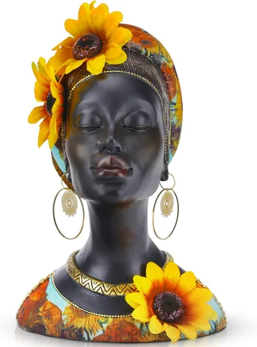 Miniatura 8 de Esculturas de arte africano, estatuas modernas de mujeres africanas, decoración de habitación, figuras africanas de resina, estatua de busto