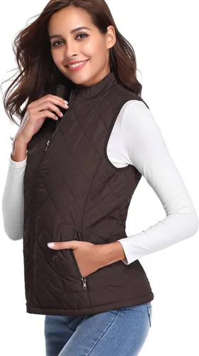 Miniatura 2 de Fuinloth - Chaleco acolchado para mujer, diseño de cuello alto, ligero, con cierre