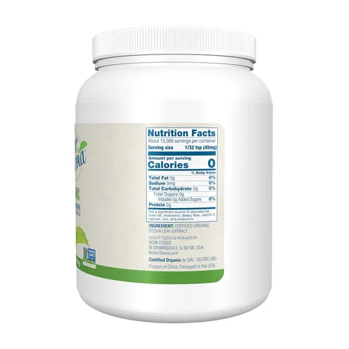 Miniatura 2 de NOW Foods BetterStevia Orgánico Extracto en Polvo Cero Calorías, Apto para Keto, Adecuado para Diabéticos, Sin Eritritol, 1 Libra