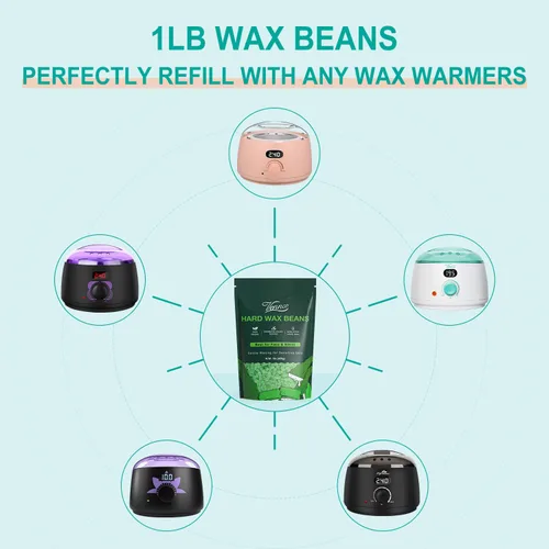 Miniatura 8 de VENNCO Perlas de Cera Dura, Granos de Cera de 1 libra Para Eliminación de Vello Grueso en Piel Sensible Con Aloe Vera Puro, Para Cara, Ceja, Pierna