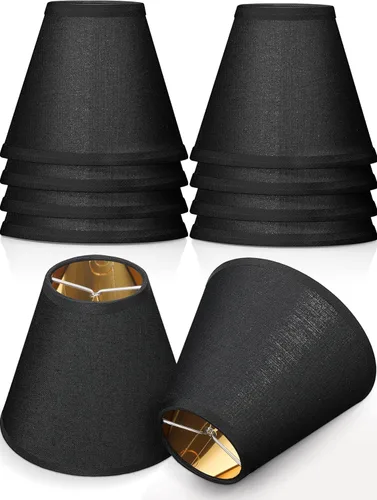 Miniatura 9 de Macarrie - Juego de 10 pantallas pequeñas para lámpara en forma de barril, cubierta de tela para lámpara de mesa, de pie, de pared, clip-on, 3" x 6