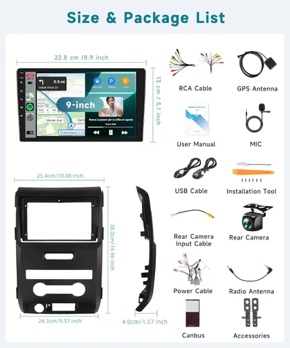 Miniatura 9 de 4G+64G para Ford F-150 2009-2012 Actualización de radio de coche con DSP inalámbrico Carplay Android Auto, Sellrich 9 pulgadas 1280P pantalla táctil