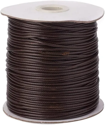 Miniatura 54 de Cheriswelry 90 yardas/rollo de 0.079 pulgadas, cordón encerado negro de poliéster coreano, joyería de cuentas, hilos para manualidades, cuerda