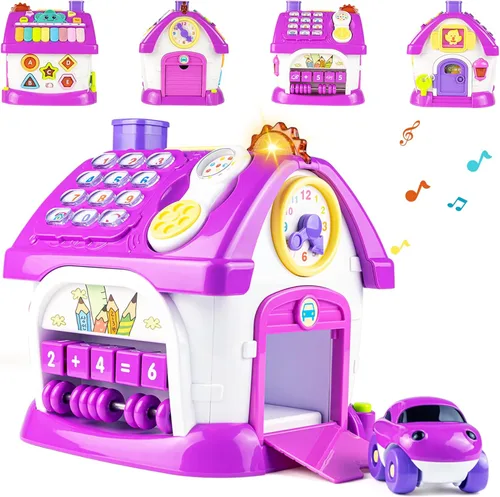 Miniatura 7 de Marstone Juguetes para Niños Pequeños para Regalos de Niñas de 1 Año: Primeros Regalos de 1er Cumpleaños para Niñas y Niños, Casa de Aprendizaje Rosa