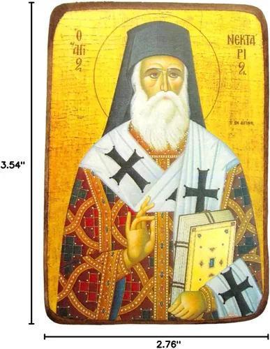 Miniatura 5 de Icono de madera griego cristiano ortodoxo madera de san nectarios de egina / A0