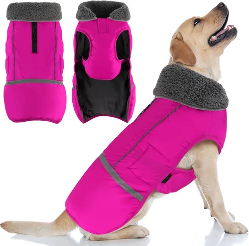 Miniatura 24 de Doglay Abrigo para Perro, Chaqueta Impermeable para Perro Abrigo de Invierno para Mascotas para Clima Frío con Cuello Peludo Grueso, Chaqueta