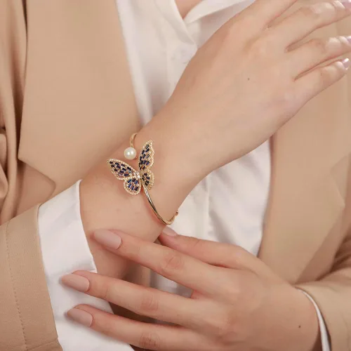 Miniatura 2 de Aimimier Pulsera de perlas de mariposa de cristal o para mujeres y niñas