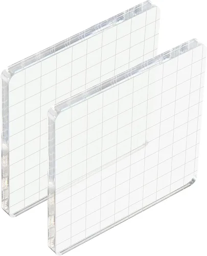 Miniatura 17 de PATIKIL Bloque de sello acrílico de 2 x 2 pulgadas, paquete de 2 bloques de estampado transparentes con líneas de cuadrícula, bloques de montaje