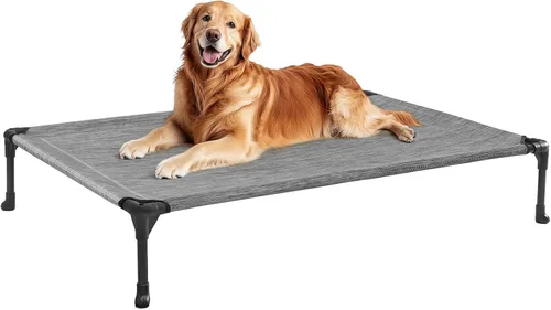 Miniatura 34 de Veehoo Outdoor Elevated Dog Bed for Large Dogs, Cooling Raised Dog Cot Off Ground Hammock Pet Beds with Breathable Mesh, No-Slip Feet, 50"x32