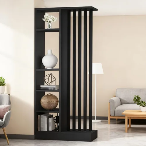 Miniatura 9 de Divisor de pared de habitación con estantes, pantalla de división de entrada de piso a techo, divisor de habitación independiente con estante