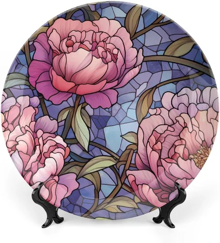 Miniatura 17 de Platos decorativos para decoración del hogar, notas musicales, bandeja decorativa con diseño de vitrales para mesa, plato de cena de cerámica