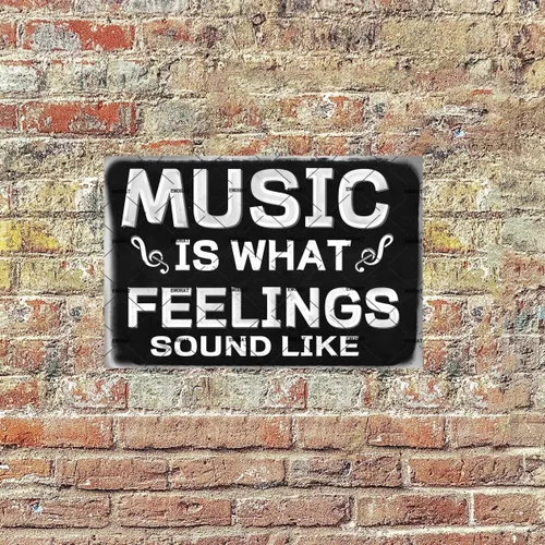 Miniatura 6 de EMOHAT Cartel de pared de metal para decoración de pared, letrero musical "Is What Feelings" Sound Like de aluminio, decoración de pared, hogar