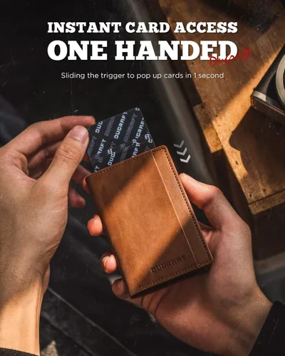 Miniatura 2 de DUGRAFT Billetera desplegable con ventana de identificación, soporte delgado para tarjetas de crédito con bloqueo RFID, funda minimalista