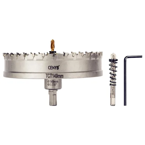 Miniatura 77 de 10 piezas (16-54 mm) Kit de sierra perforadora de carburo TCT para metales duros. Incluye 2 brocas de titanio, 1 broca piloto escalonada y 2 llaves