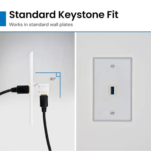 Miniatura 6 de ICC Acoplador modular USB 3.0 de 90 grados en blanco para estilo HD