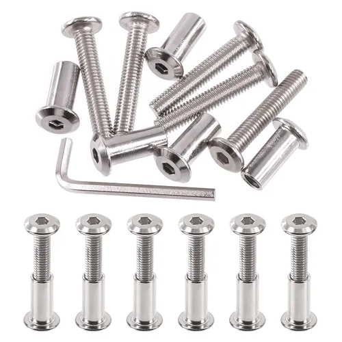 Miniatura 8 de Swpeet Kit Surtido de 25 Piezas de Tornillos de Encuadernación Plateados Chapados en Níquel M6x16mm con Cabeza Hexagonal de Casquillo, Pernos