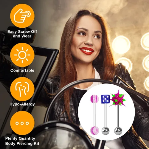 Miniatura 2 de CrazyPiercing Lote de 110 piercings de joyería para el cuerpo cejas ombligo lengua labio anillo Acero inoxidable